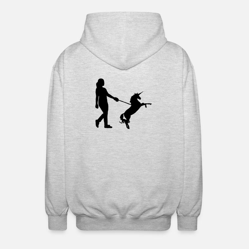 Einhorn Gassi - Einhörner, Haustier, Geschenk - Unisex Kapuzenjacke - Hellgrau meliert