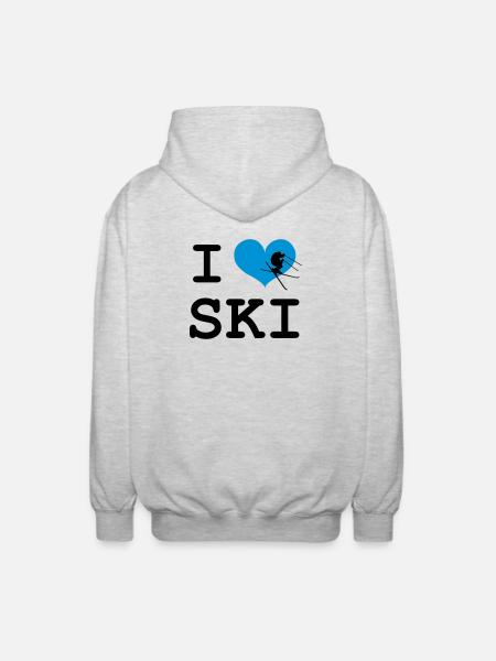 I Love Ski - Unisex Hooded Jacket - light heather grey