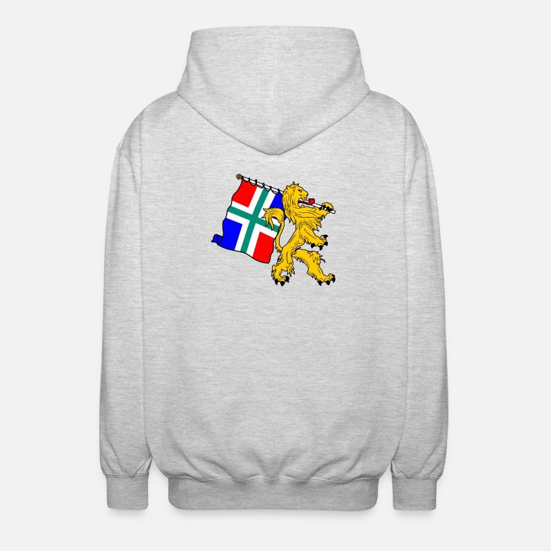 Lion avec drapeau Groningue - Veste à capuche unisexe - gris clair chiné