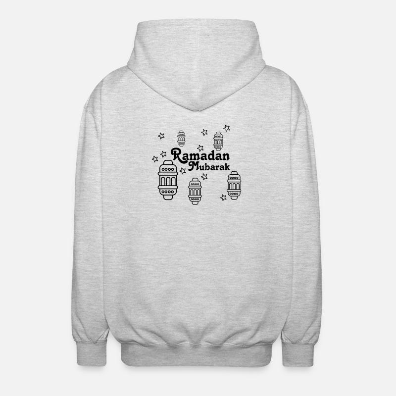 Ramadan Mubarak lights, asterisks - Unisex Hooded Jacket - light heather grey