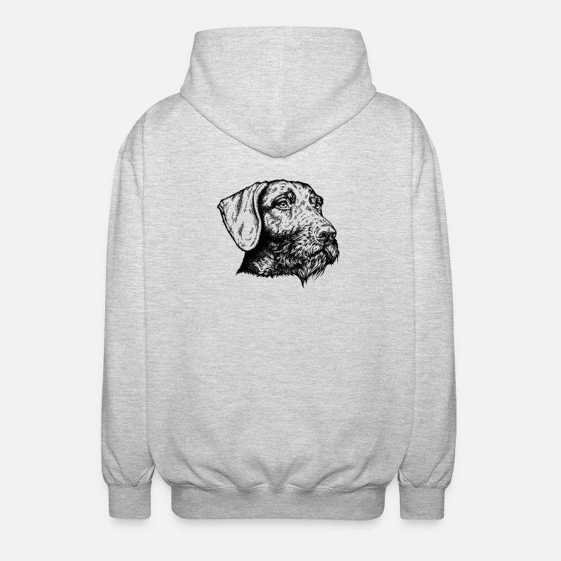 Deutsch Drahthaar Portrait - Unisex Kapuzenjacke - Hellgrau meliert