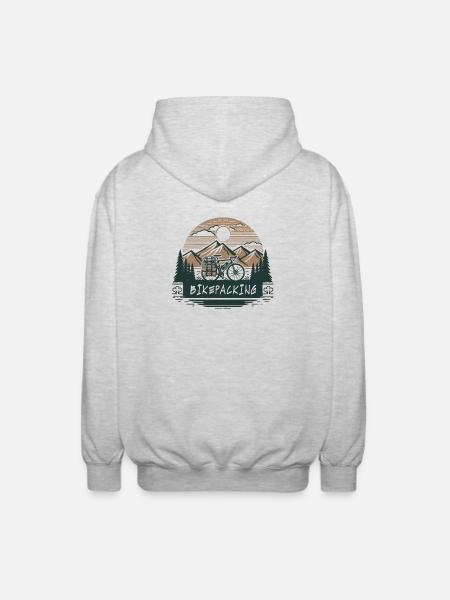 Grus Cykel Mountain Bikepacking Eventyr Design - Unisex hættejakke. - lysegrå meleret