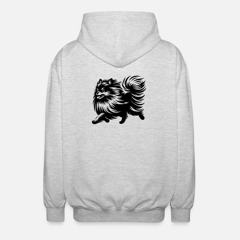 Zwergspitz - Unisex Kapuzenjacke - Hellgrau meliert