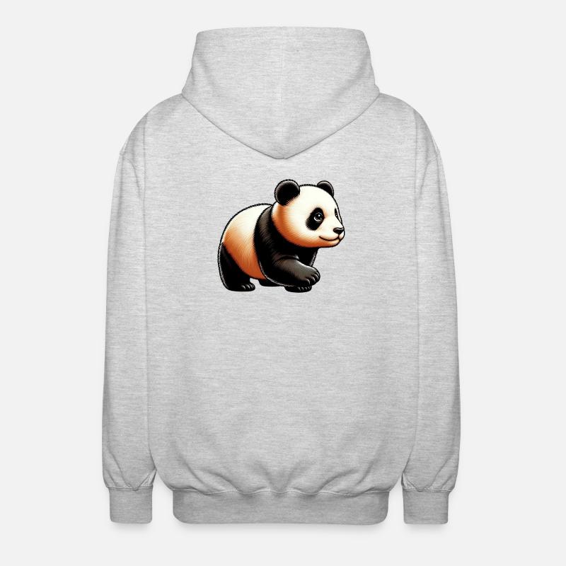 Panda - Veste à capuche unisexe - gris clair chiné
