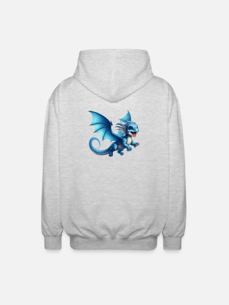 Drache - Unisex Kapuzenjacke - Hellgrau meliert