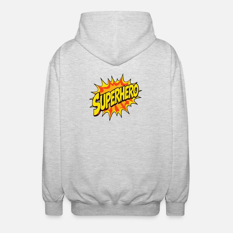 Superhelden-Design im Comic-Stil - Unisex Kapuzenjacke - Hellgrau meliert