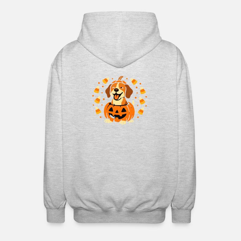Chiot Halloween dans Citrouille Souriante - Veste à capuche unisexe - gris clair chiné