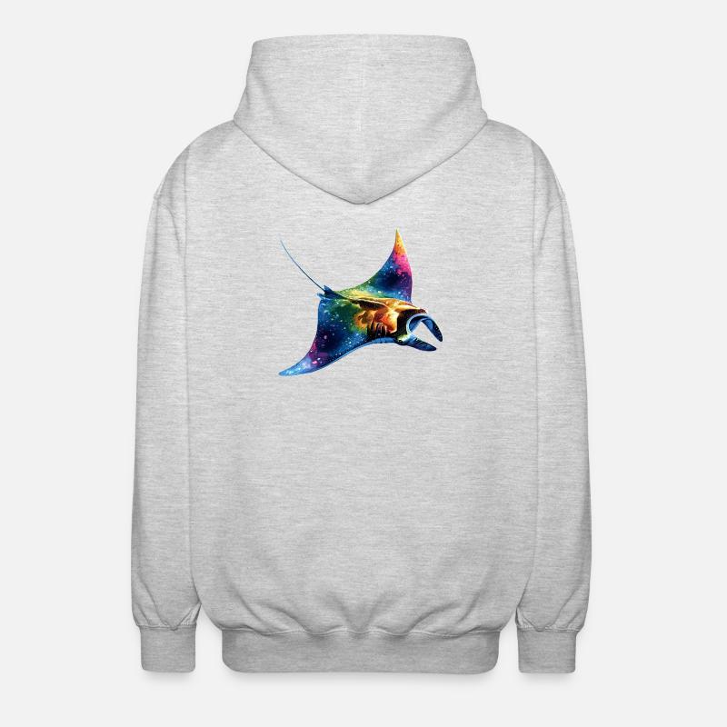 Manta Rochen Teufelsrochen Stachelrochen Taucher - Unisex Kapuzenjacke - Hellgrau meliert