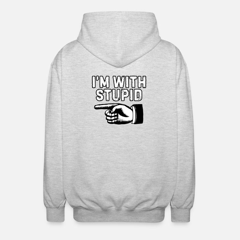 Ich bin mit dummer Handgrafik - Unisex Kapuzenjacke - Hellgrau meliert