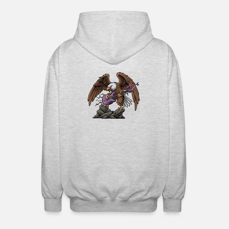 Aigle avec guitare violette sur rocher - Veste à capuche unisexe - gris clair chiné
