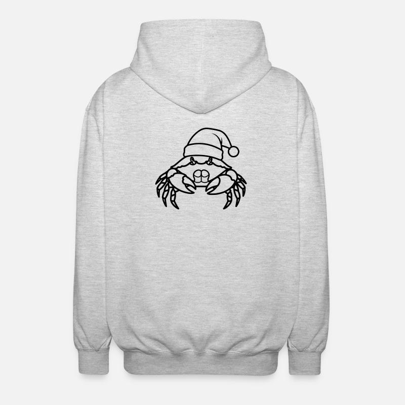 Weihnachtskrabbe Cartoon Illustration - Unisex Kapuzenjacke - Hellgrau meliert