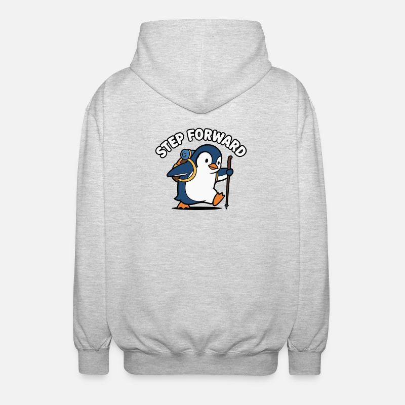 Forward Step Penguin - Unisex Hooded Jacket - light heather grey