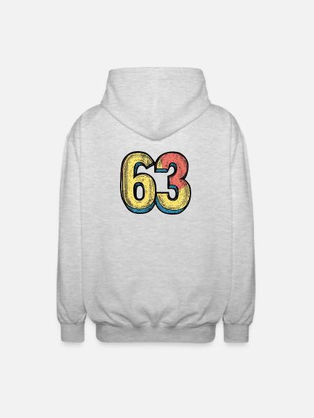 63 Zahl Bunt - Unisex Kapuzenjacke - Hellgrau meliert