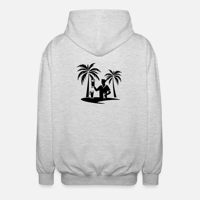 Holiday Palm Trees Beach Silhouette - Unisex Hooded Jacket - light heather grey