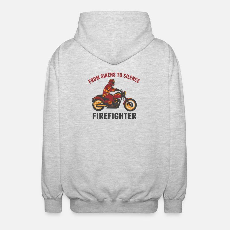 Feuerwehrmann-Biker-Abzeichen Schablone Kunst - Unisex Kapuzenjacke - Hellgrau meliert