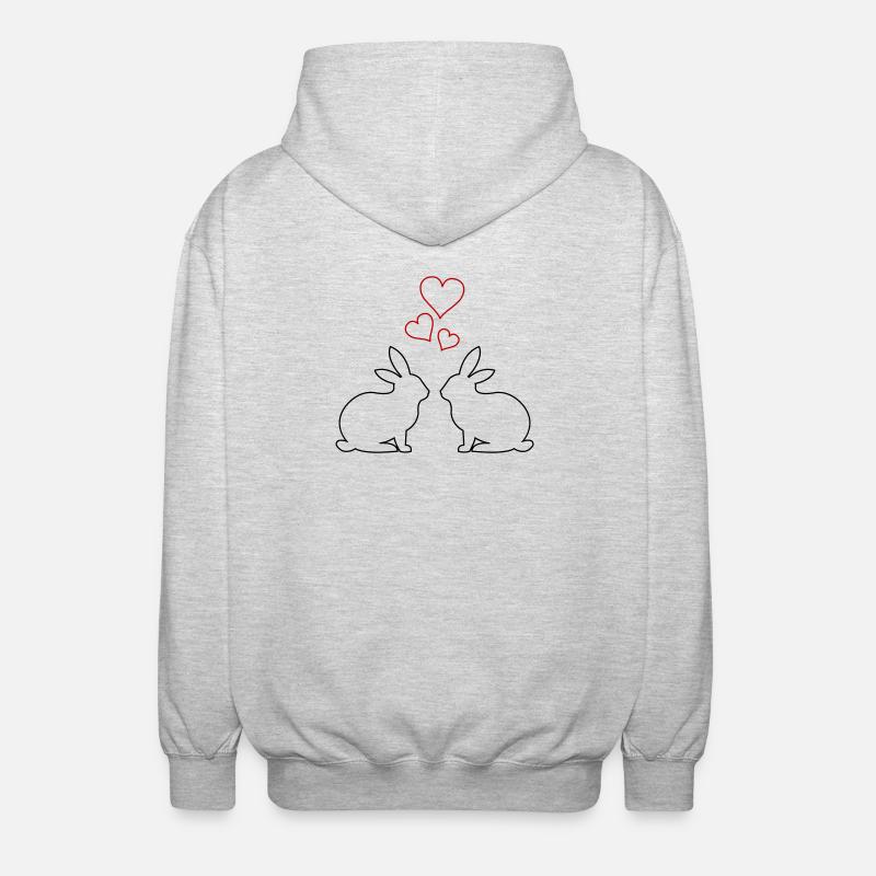 Hasen Hearts - Unisex Kapuzenjacke - Hellgrau meliert