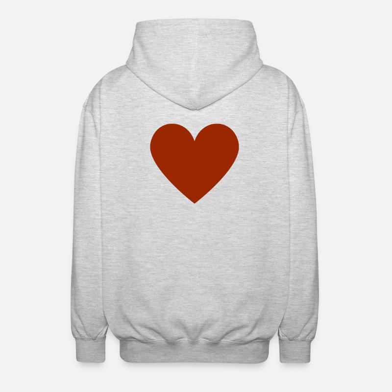 Rust-colored heart - minimalist look - Unisex Hooded Jacket - light heather grey
