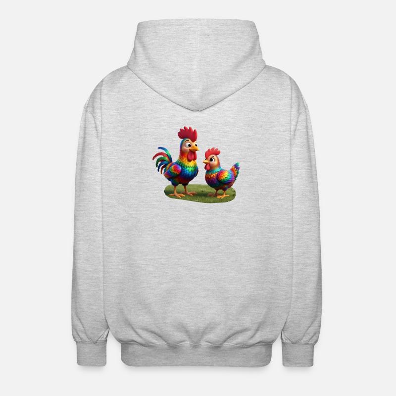 Hahn mit Henne - Unisex Kapuzenjacke - Hellgrau meliert