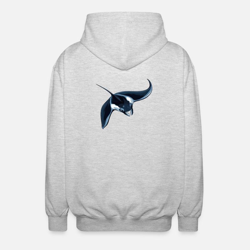 Rochen Mantarochen - Unisex Kapuzenjacke - Hellgrau meliert