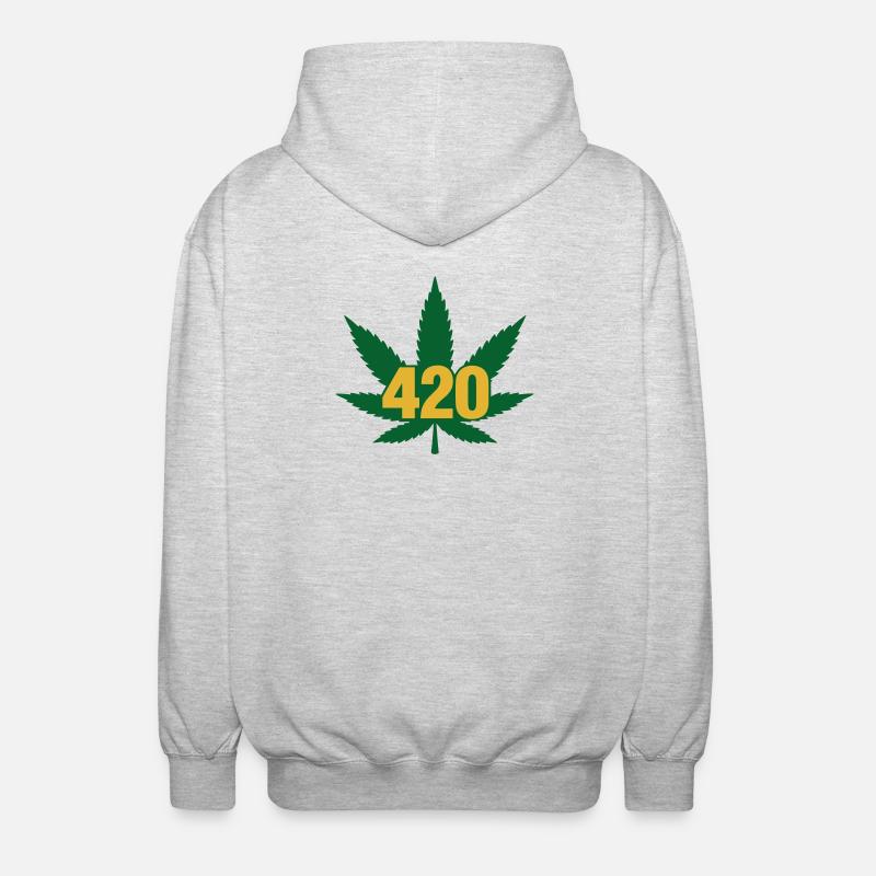 420 Cannabis Leaf Emblem - Unisex Hooded Jacket - light heather grey
