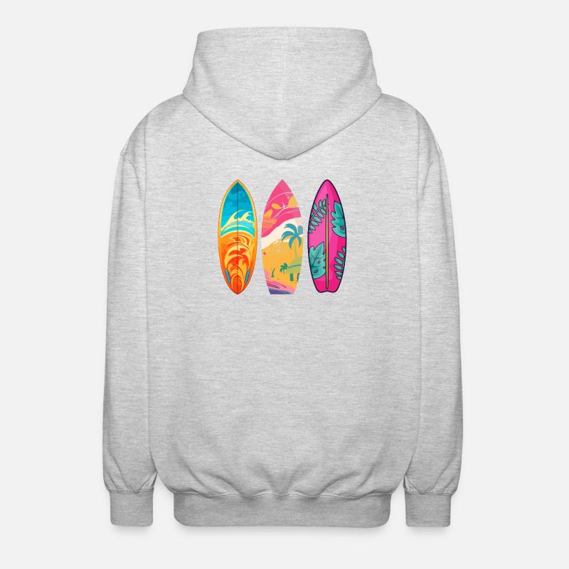 Surf Tropic Buntes Triptychon - Unisex Kapuzenjacke - Hellgrau meliert