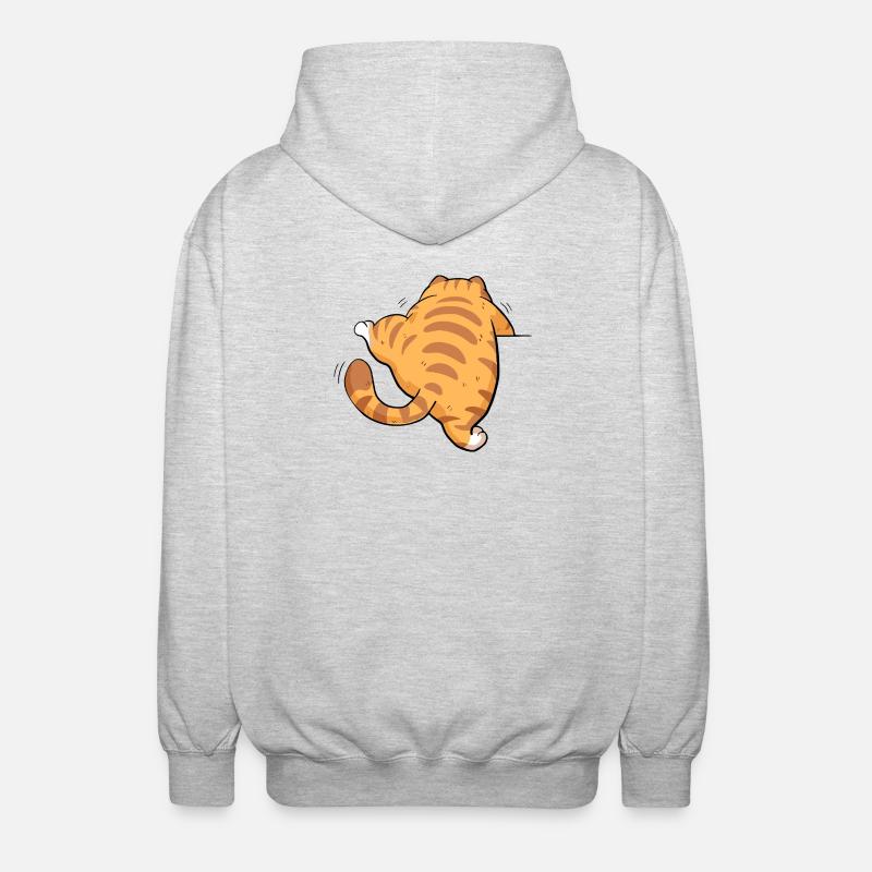 Back view tabby kitten - Unisex Hooded Jacket - light heather grey