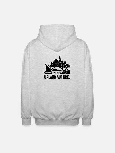 Urlaub Krk Kroatien - Unisex Kapuzenjacke - Hellgrau meliert