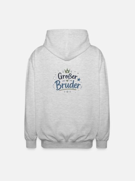 Großer Bruder Stolz Krone Liebe - Unisex Kapuzenjacke - Hellgrau meliert