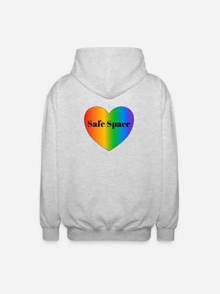 Safe space LGBT pride flag - Unisex Hooded Jacket - light heather grey