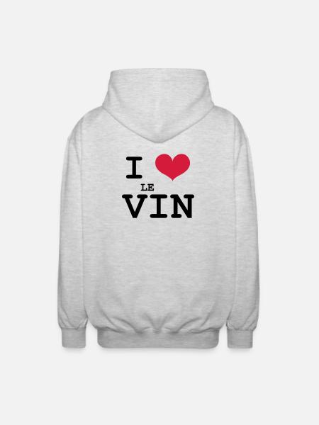 I Love le Vin - Veste à capuche unisexe - gris clair chiné