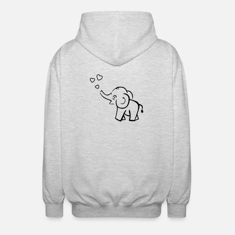 Süsser Elefant pustet Herzen - Unisex Kapuzenjacke - Hellgrau meliert