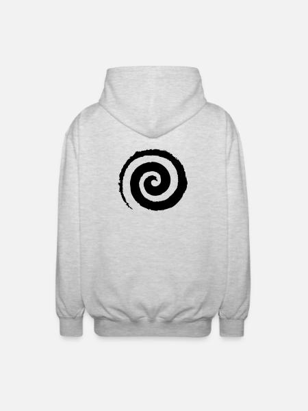 Schwarze Pinselstrich-Spirale - Unisex Kapuzenjacke - Hellgrau meliert