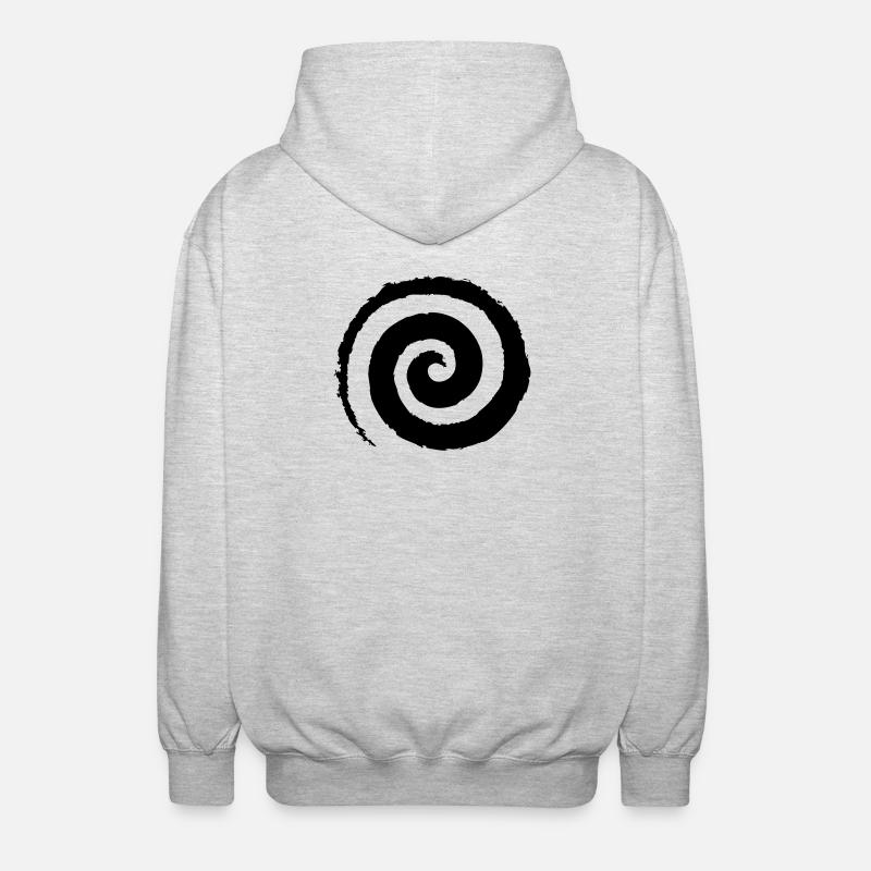 Schwarze Pinselstrich-Spirale - Unisex Kapuzenjacke - Hellgrau meliert