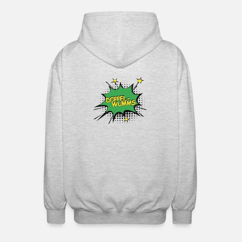 Doppelwumms Comic Style - Unisex Kapuzenjacke - Hellgrau meliert