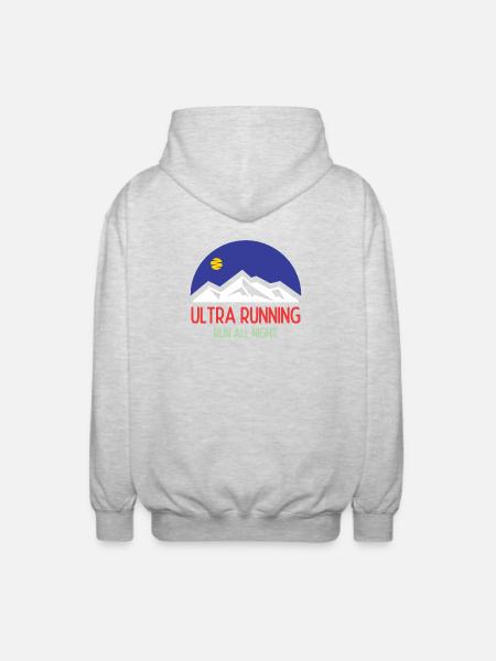 Ultra Running – Run All Night - Unisex Hooded Jacket - light heather grey