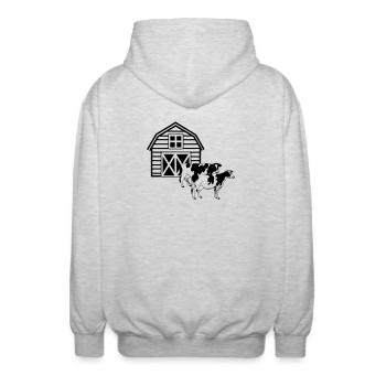 Kuhfarm - Unisex Kapuzenjacke - Hellgrau meliert - Hinten - AI Model Male 185 light (185cm)