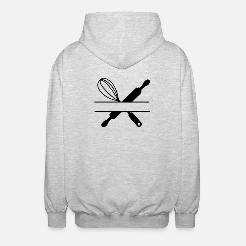 Banner text rolling pin and whisk - Unisex Hooded Jacket - light heather grey