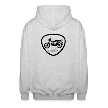 legend simson s50 s51 Symbol DDR Nostalgie icon - Unisex Kapuzenjacke - Hellgrau meliert - Hinten - AI Model Male 185 light (185cm)