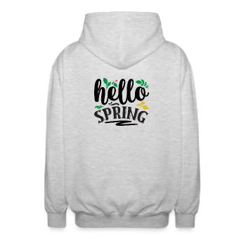 Hello Spring - Unisex Hooded Jacket - light heather grey - Back - AI Model Male 185 light (185cm)