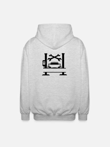 Car Garage Name Banner - Unisex Hooded Jacket - light heather grey