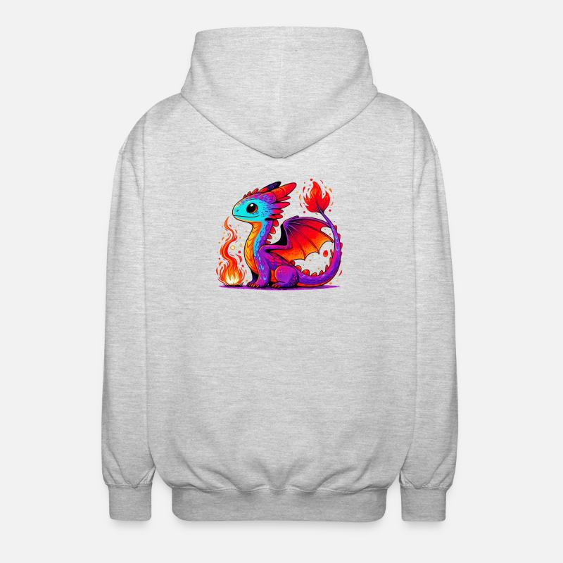 Drache - Unisex Kapuzenjacke - Hellgrau meliert