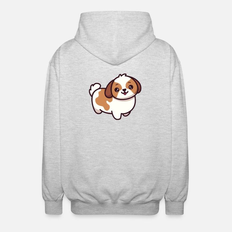 Dessin animé de chiot mignon - Veste à capuche unisexe - gris clair chiné
