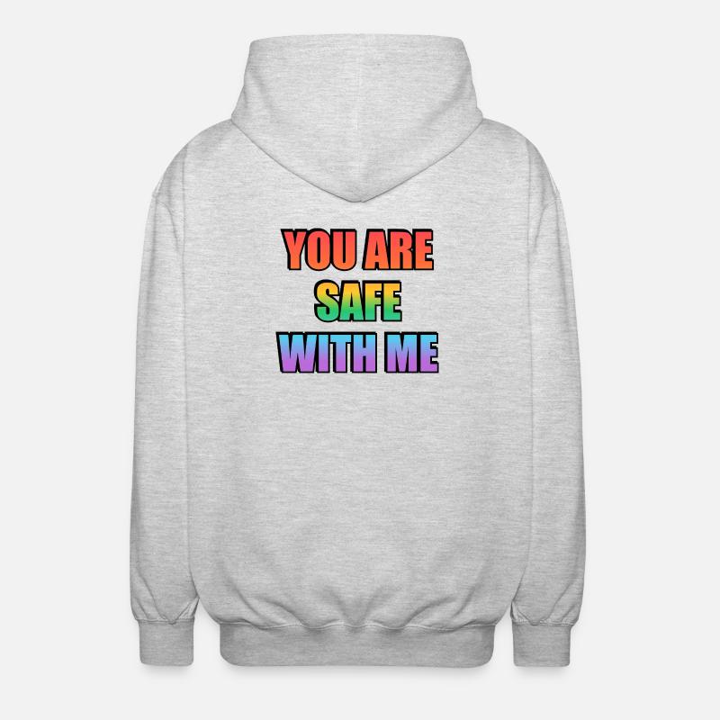 You Are Safe With Me Gradient - Unisex Hooded Jacket - light heather grey