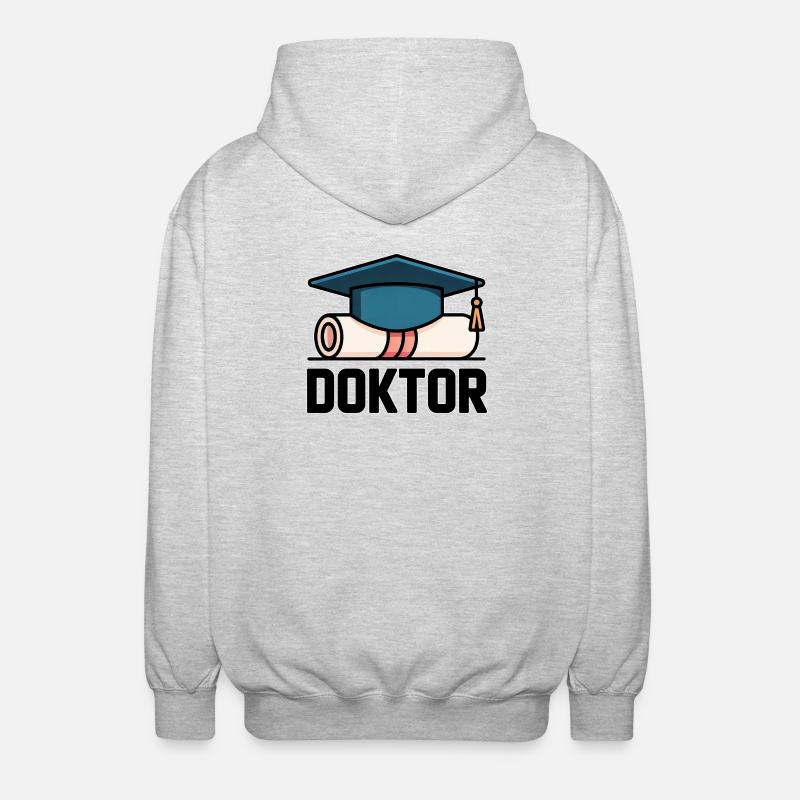 Doktorhut Urkunde – Abschluss, Promotion, Geschenk - Unisex Kapuzenjacke - Hellgrau meliert