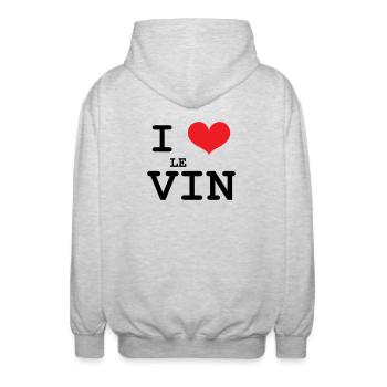 I love wine / Alcohol - Unisex Hooded Jacket - light heather grey - Back - AI Model Male 185 light (185cm)