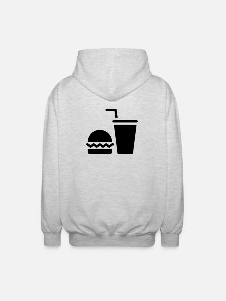 Fast Food, Burger, Imbisswagen - Unisex Kapuzenjacke - Hellgrau meliert