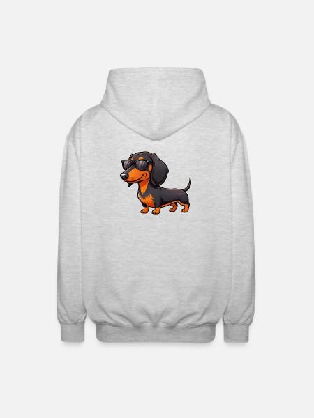 Cool dachshund with sunglasses summer friend - Unisex Hooded Jacket - light heather grey
