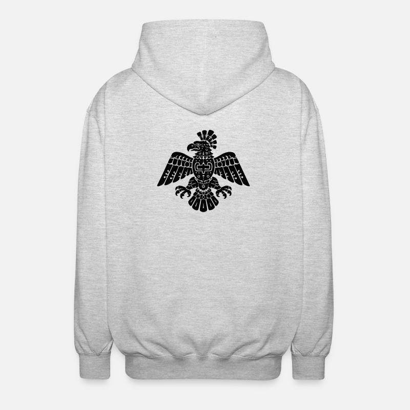 Aztec Eagle Tribal Pattern - Unisex Hooded Jacket - light heather grey