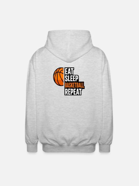 Eat Sleep Basketball Repeat Quote - Unisex Hooded Jacket - light heather grey