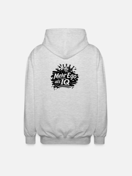 More ego than IQ - Unisex Hooded Jacket - light heather grey